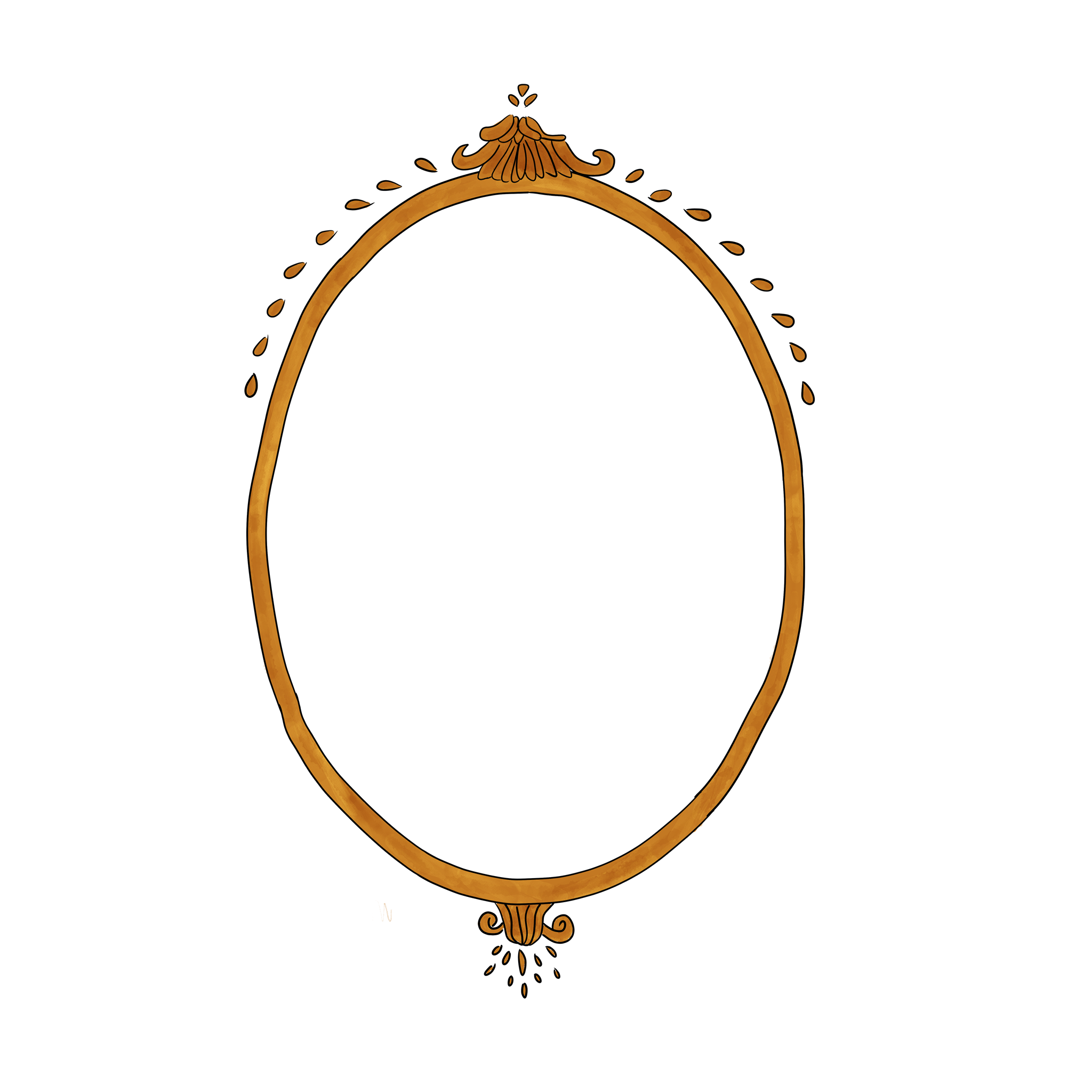 Hand-drawn portrait of Samantha and Connor in an oval frame